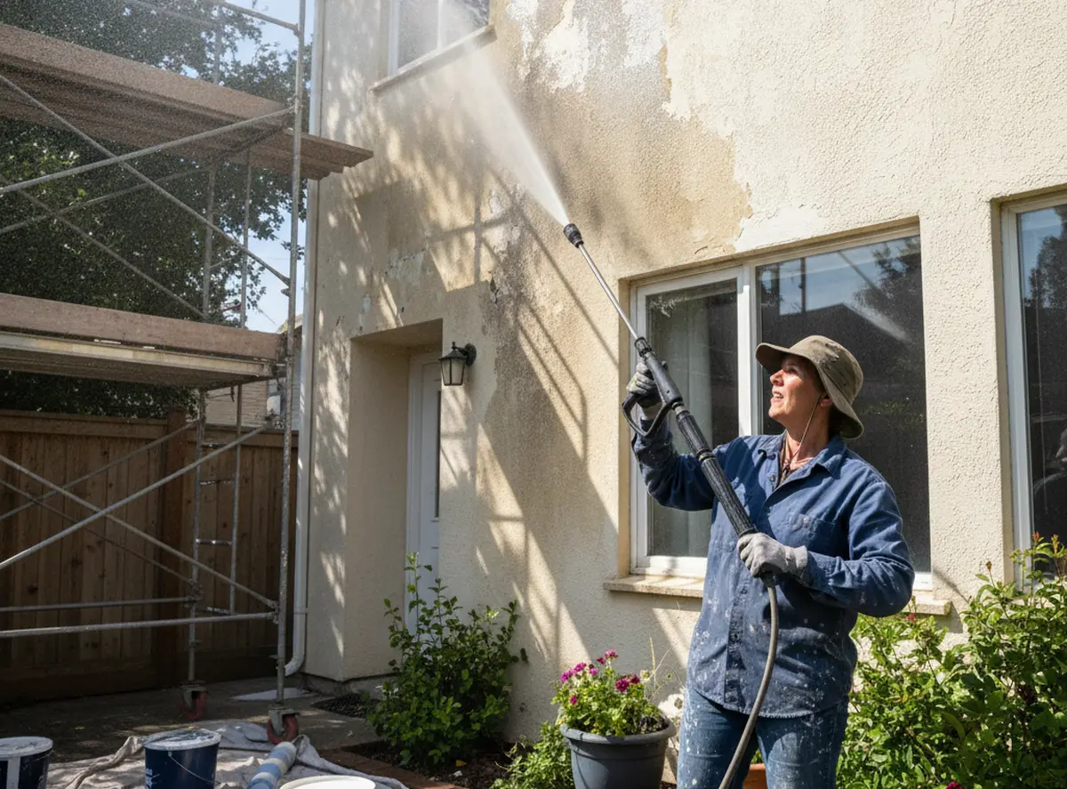 Nettoyer sa façade de maison avant de repeindre soi-même