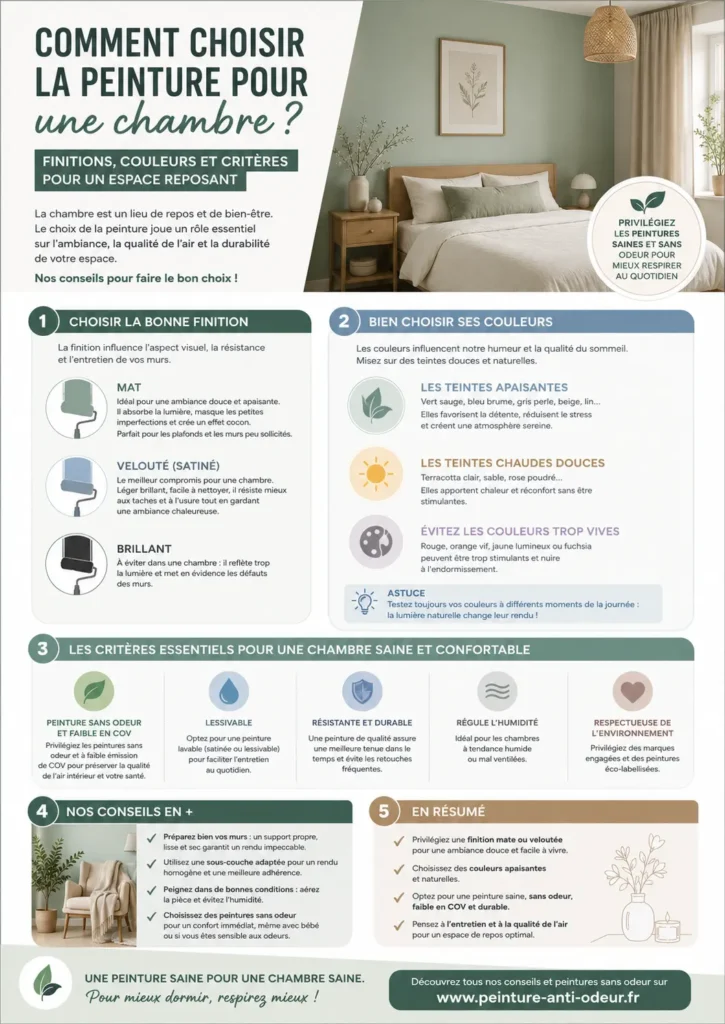 Comment choisir la peinture pour une chambre - Infographie