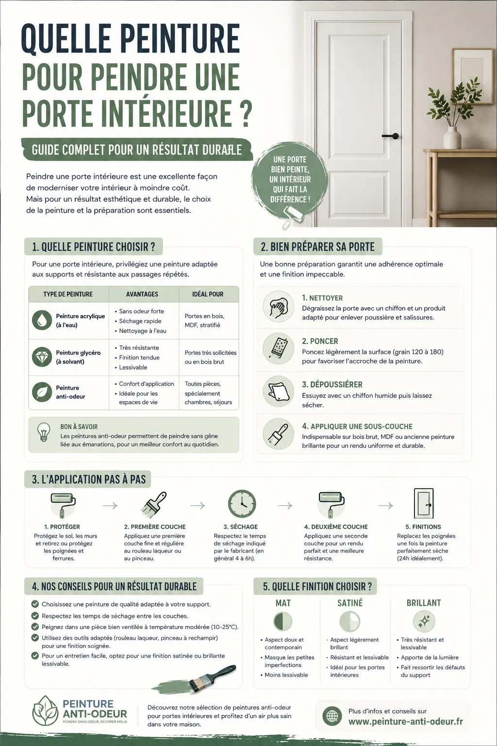 Quelle peinture pour peindre une porte intérieure - infographie
