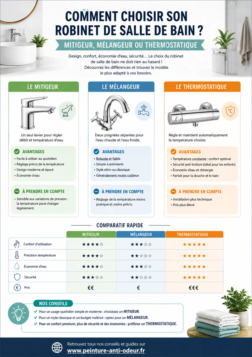 Comment choisir son robinet de salle de bain - infographie
